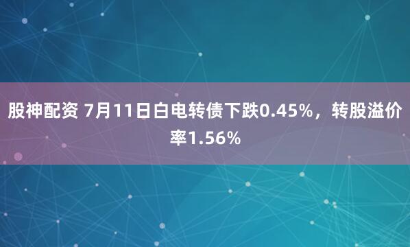 股神配资 7月11日白电转债下跌0.45%，转股溢价率1.56%