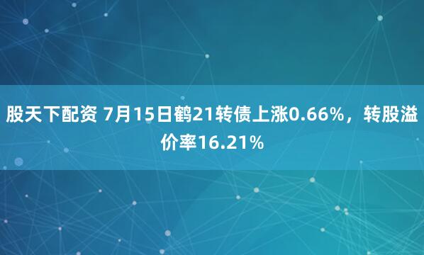 股天下配资 7月15日鹤21转债上涨0.66%，转股溢价率16.21%